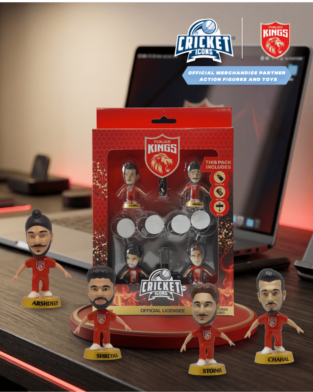 Cricket Icons Punjab Kings Collectable team pack with accessories