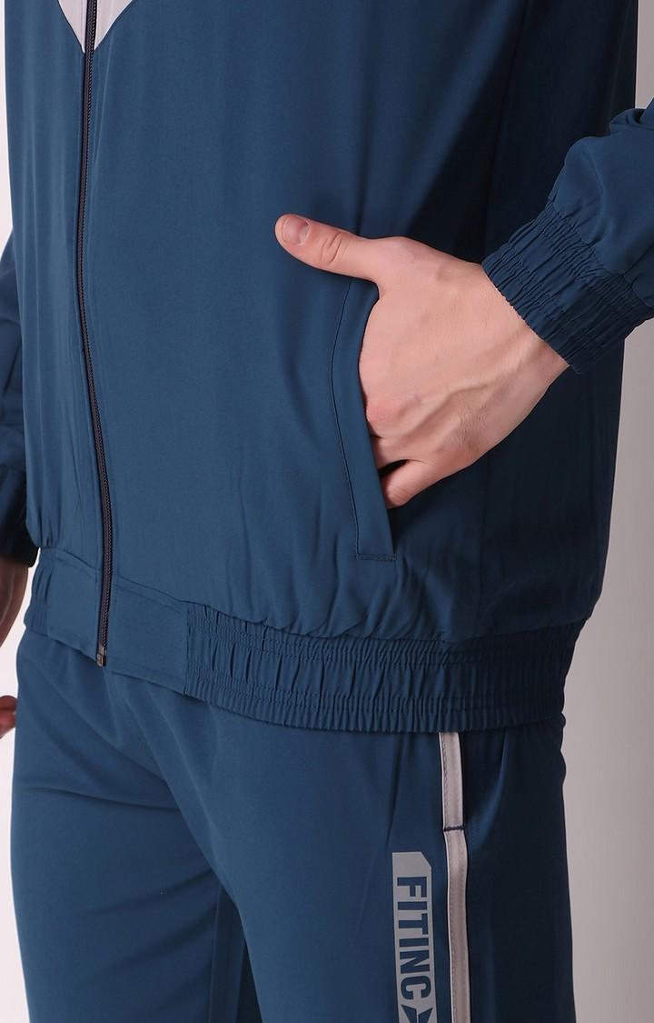 Men s Blue Polycotton Colourblock Tracksuit