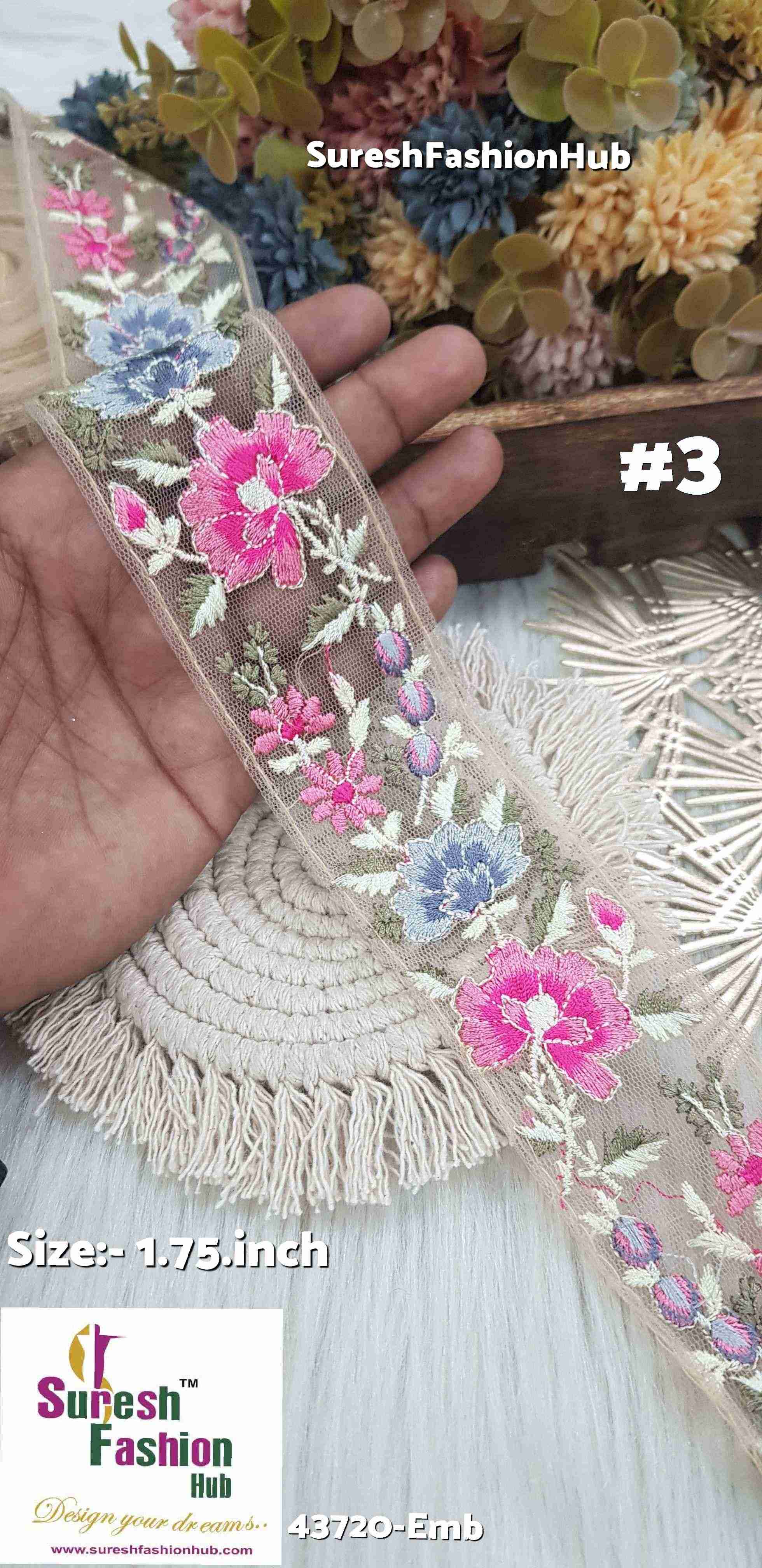 Beige Carnival Multicolor Embroidery Lace