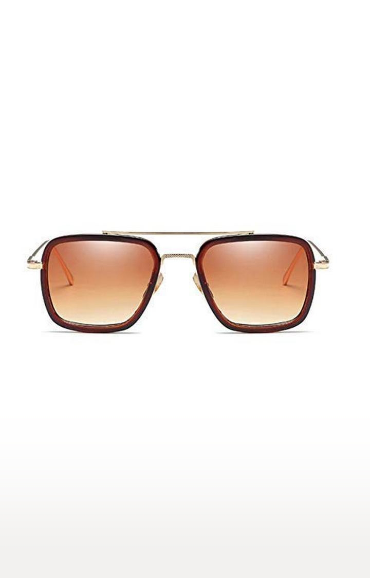 CREATURE | CREATURE Brown Metal Body Square Metallic Sunglasses For Men (Lens-Brown|Frame-Golden) 1