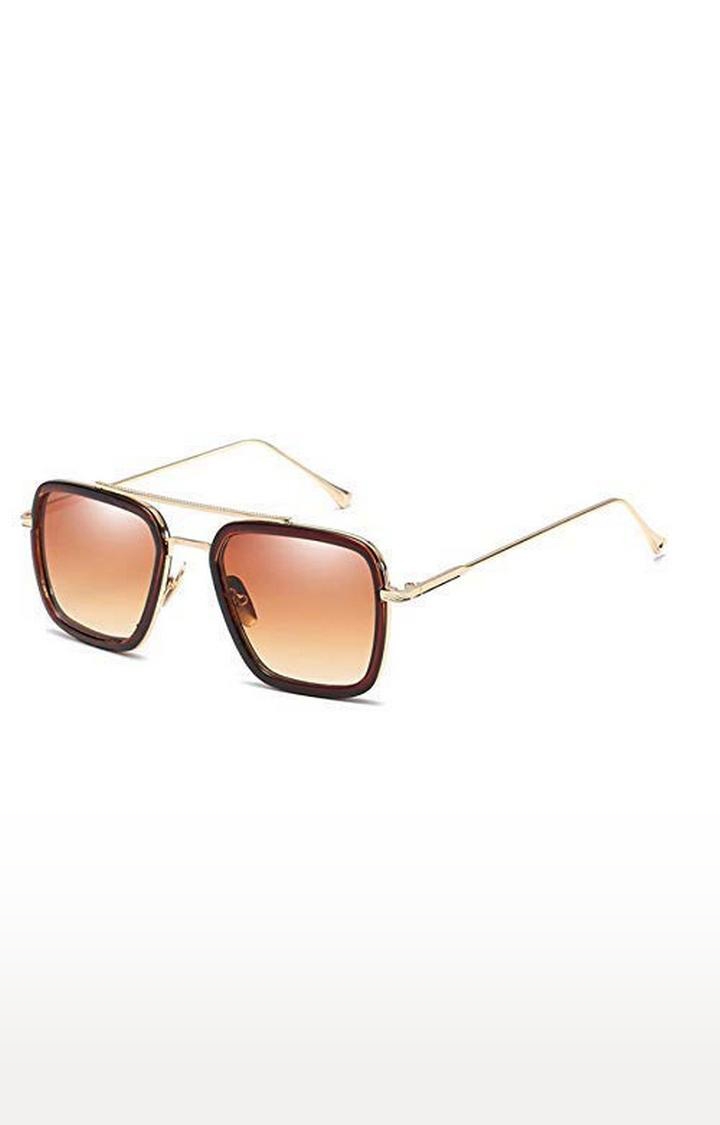 CREATURE | CREATURE Brown Metal Body Square Metallic Sunglasses For Men (Lens-Brown|Frame-Golden) 0