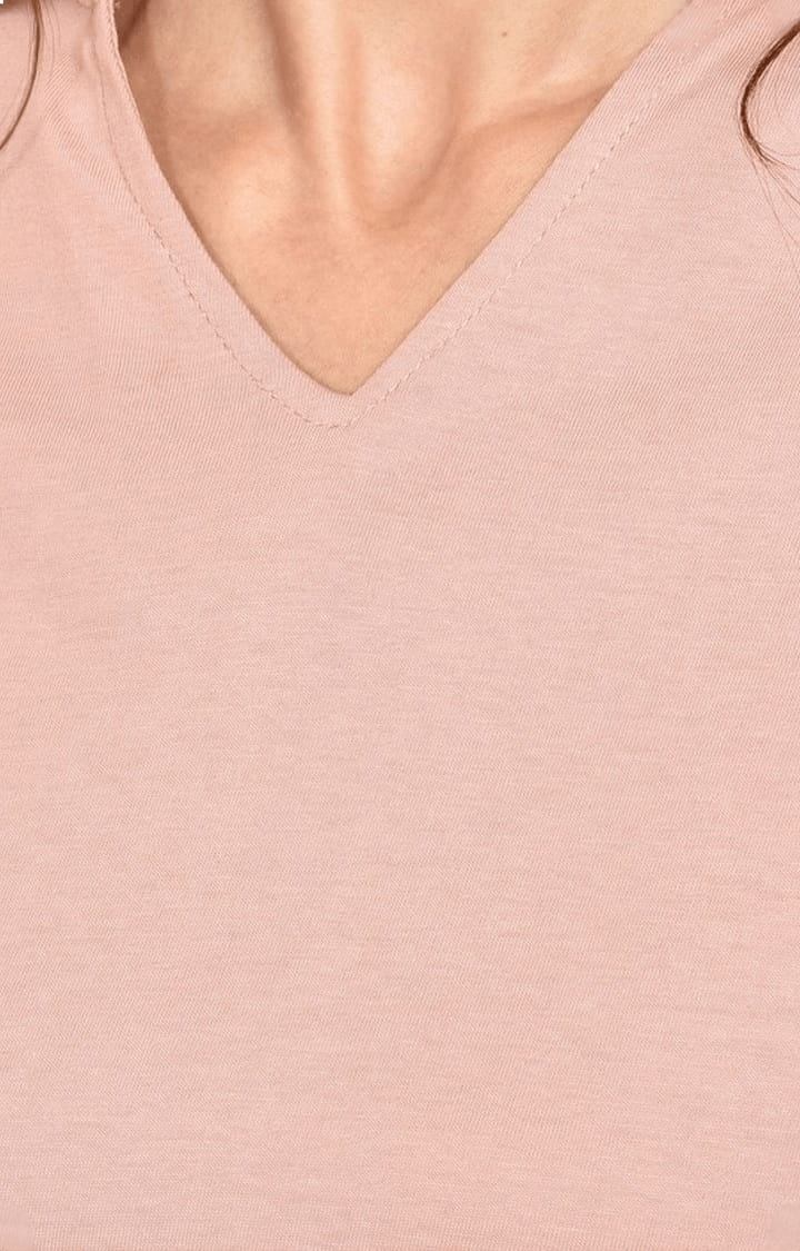 Women's Light Pink Cotton Solid Crop Top