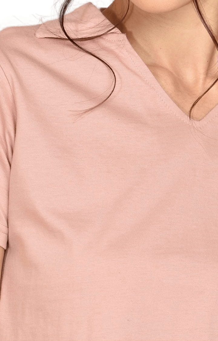 Women's Light Pink Cotton Solid Crop Top