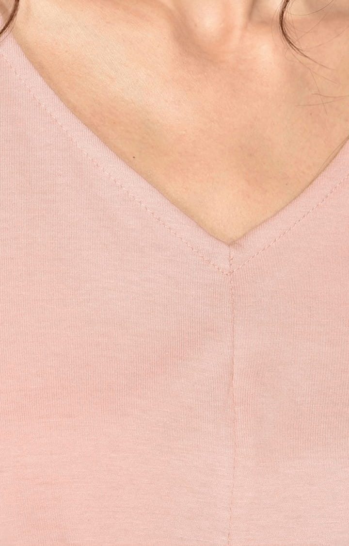 Women's Light Pink Cotton Solid Crop Top