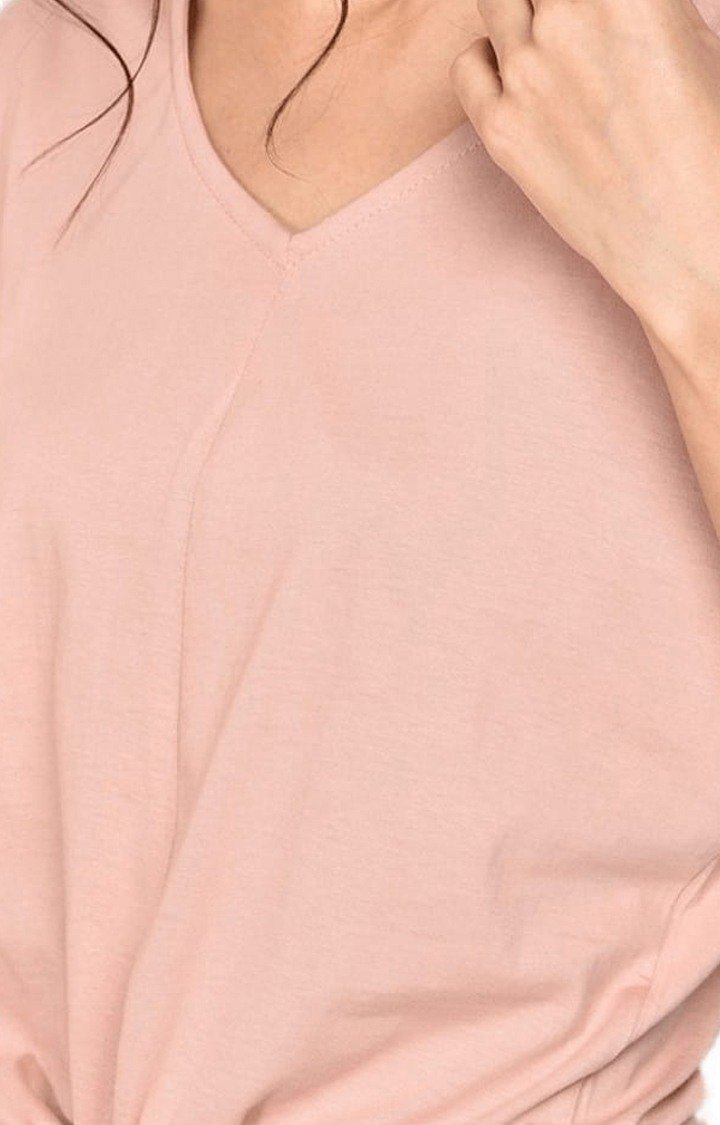 Women's Light Pink Cotton Solid Crop Top