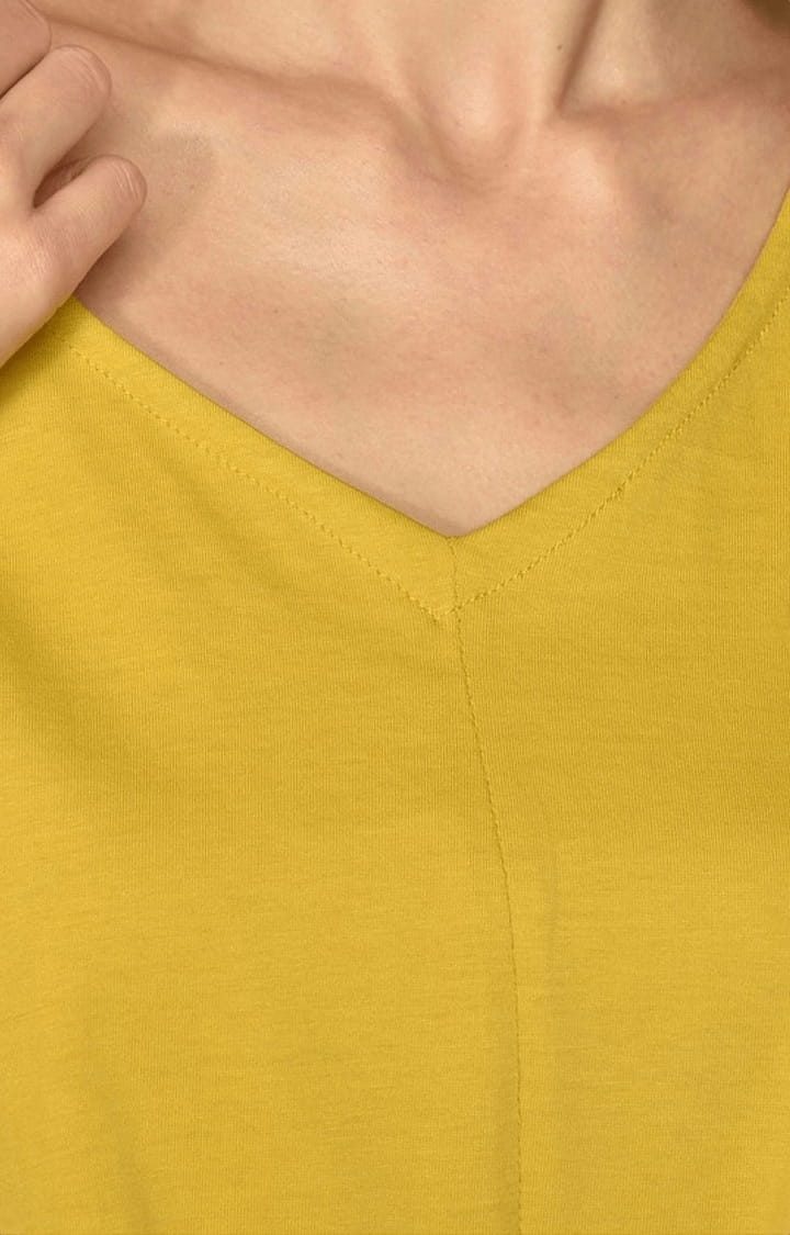 Women's Mustard Cotton Solid Crop Top