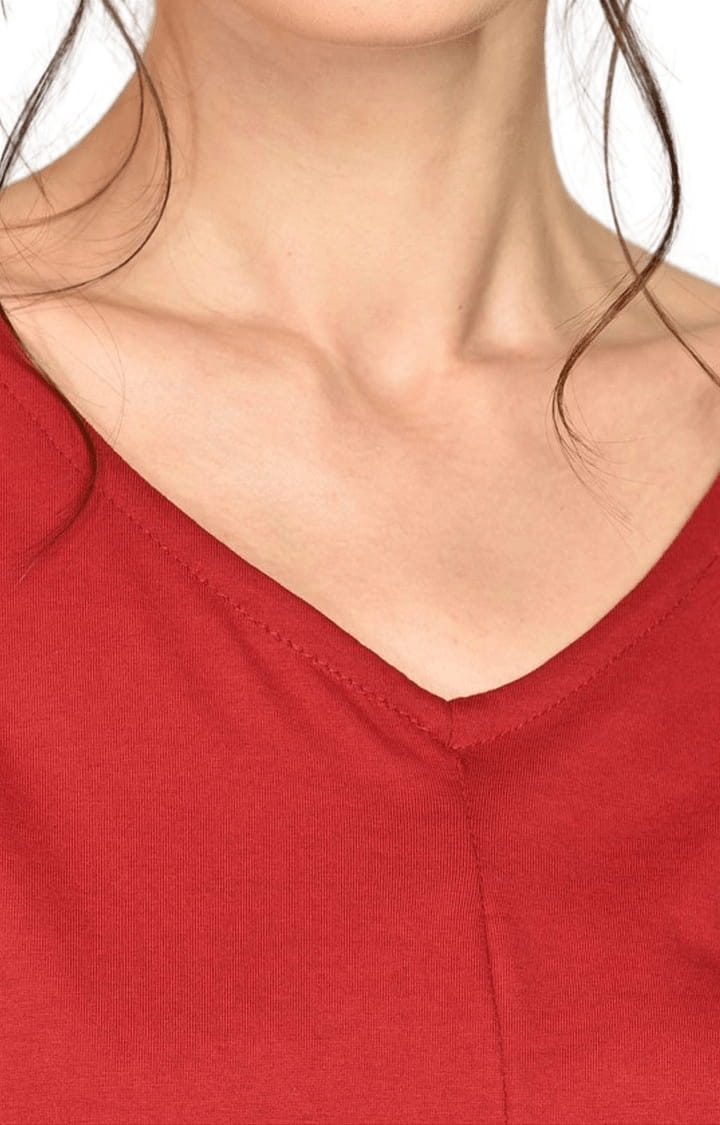 Women's Maroon Cotton Solid Crop Top