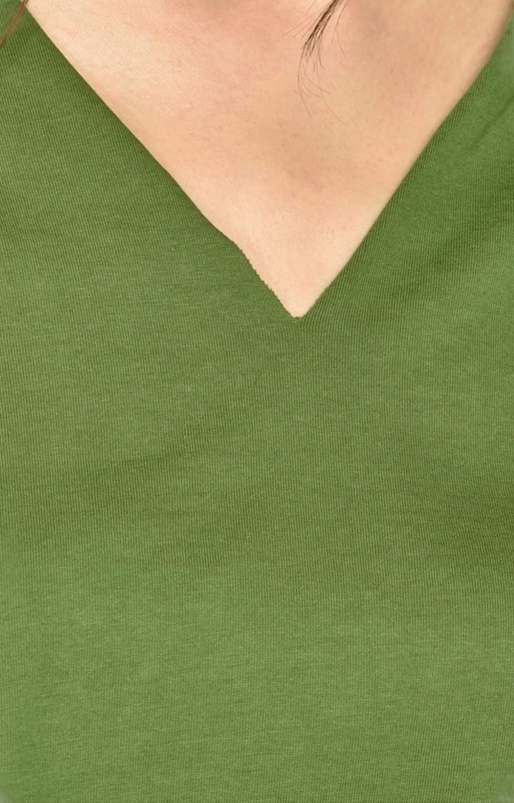 Women's Green Cotton Solid Crop Top