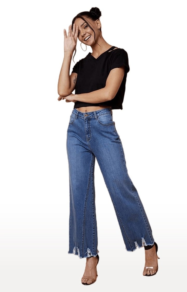 Women's Black Cotton Solid Crop Top