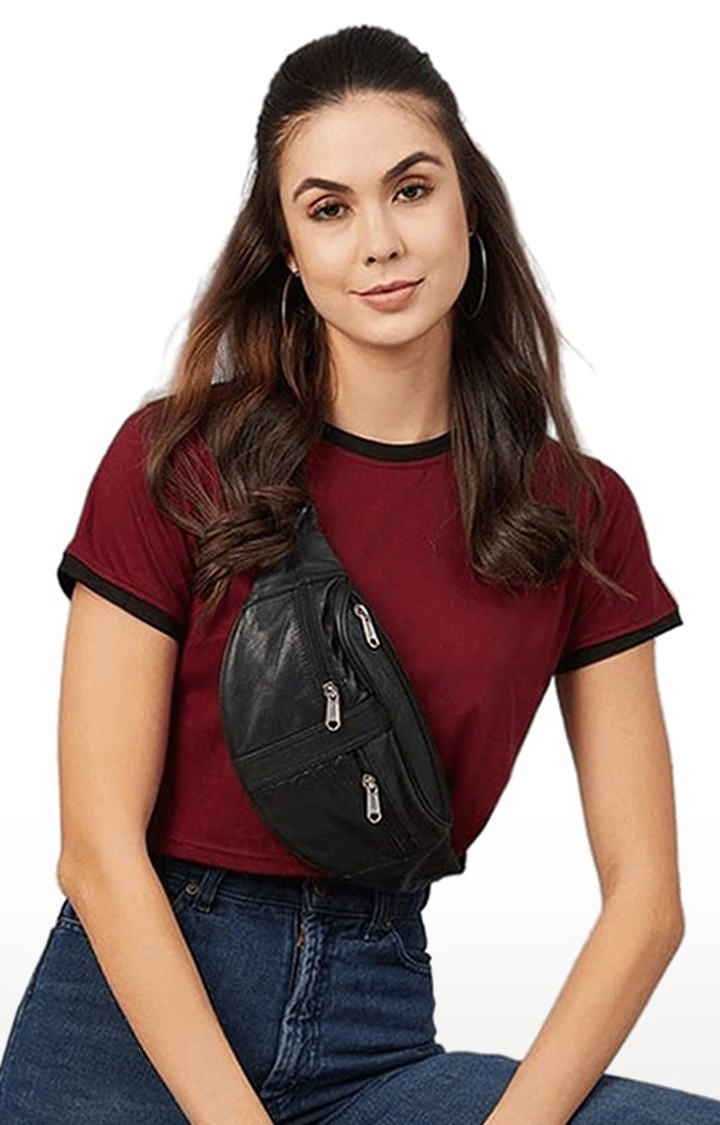 CHIMPAAANZEE | Women's Maroon Cotton Solid Crop Top
