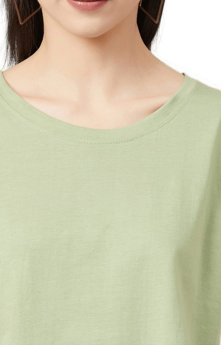 Women's Olive Green Cotton Solid Crop Top