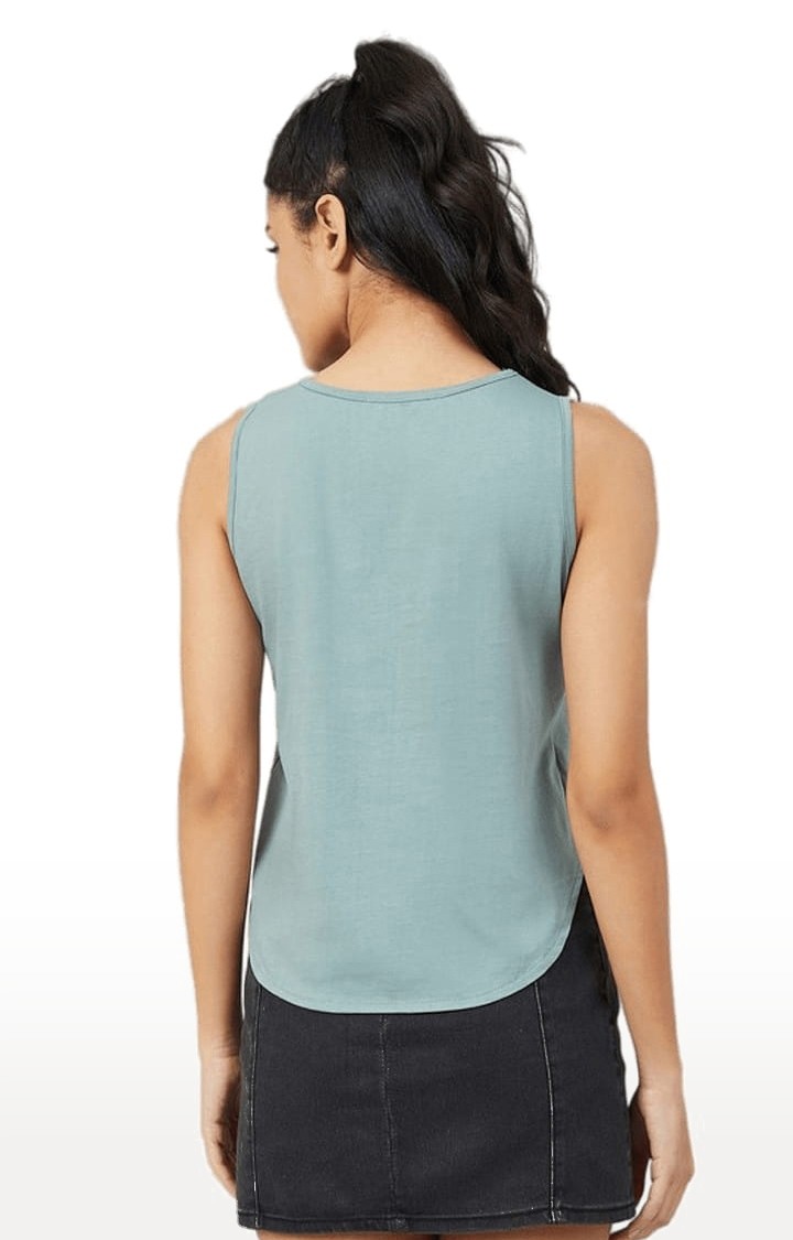 Women's Dusty Green Cotton Printed  Regular T-Shirt