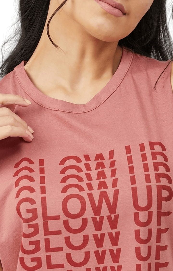 Women's Dark Pink Cotton Solid Activewear Tank Top