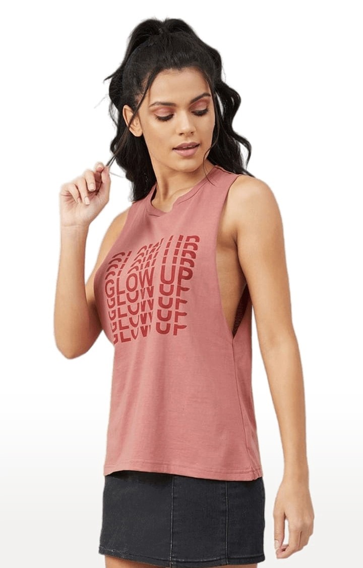 CHIMPAAANZEE | Women's Dark Pink Cotton Solid Activewear Tank Top