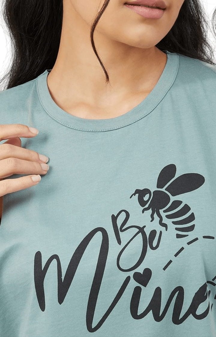 Women's Dusty Green Cotton Typographic Activewear Tank Top