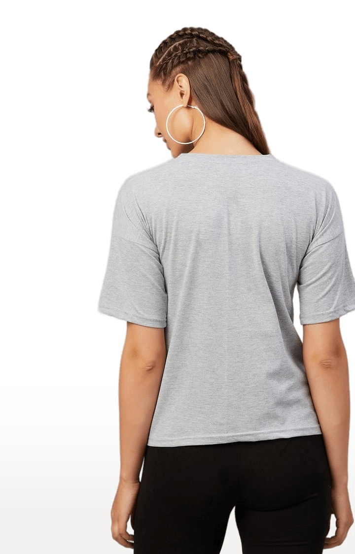 CHIMPAAANZEE | Women's Grey Cotton Printed Boxy T-Shirt 3
