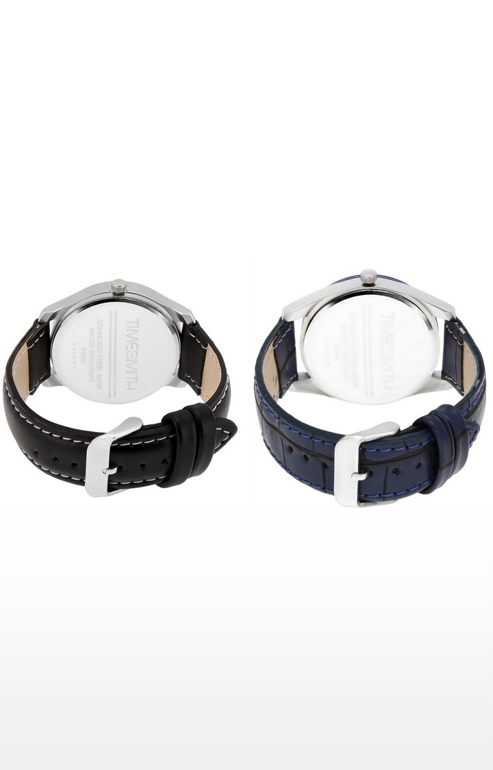 Timesmith | Timesmith Blue and Black Analog Watch - Set of 2 For Men 1