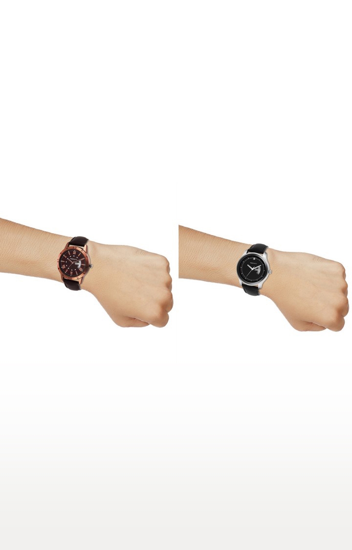 Timesmith | Timesmith Black and Brown Analog Watch - Set of 2 For Men 3