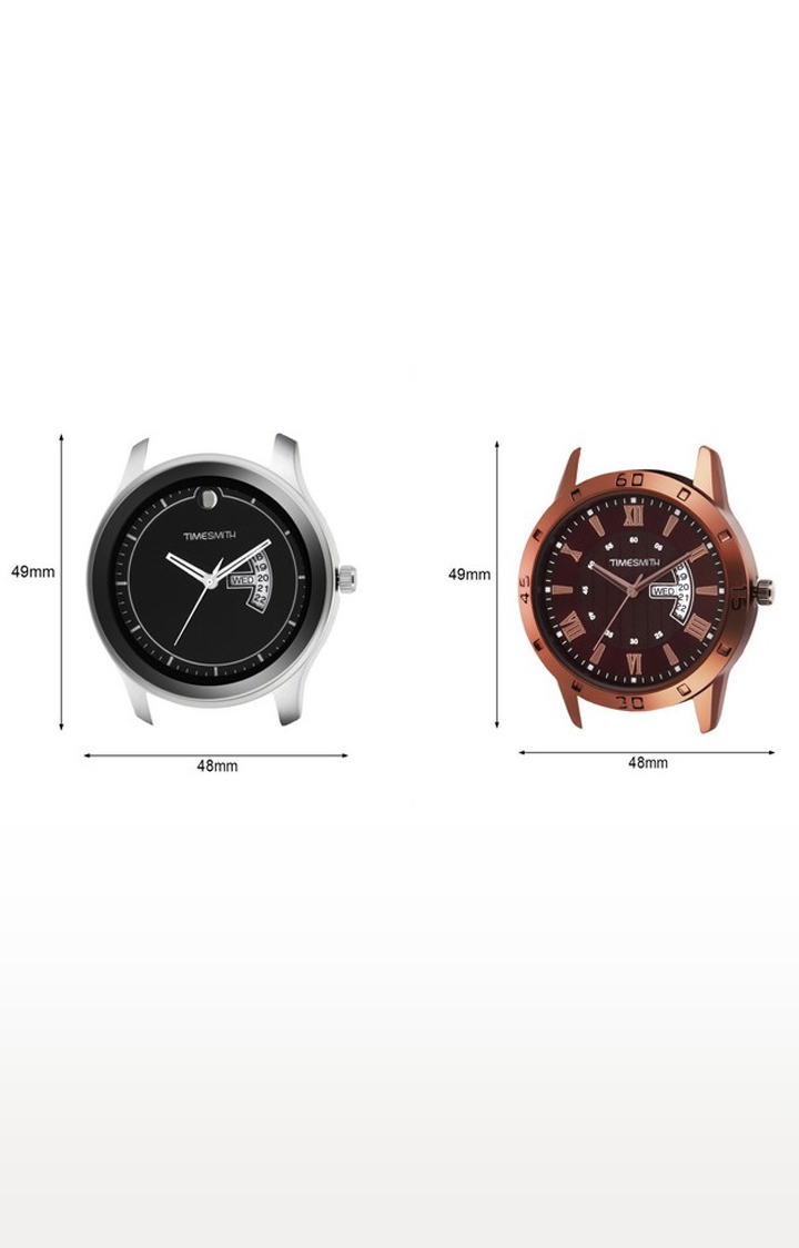Timesmith | Timesmith Black and Brown Analog Watch - Set of 2 For Men 4