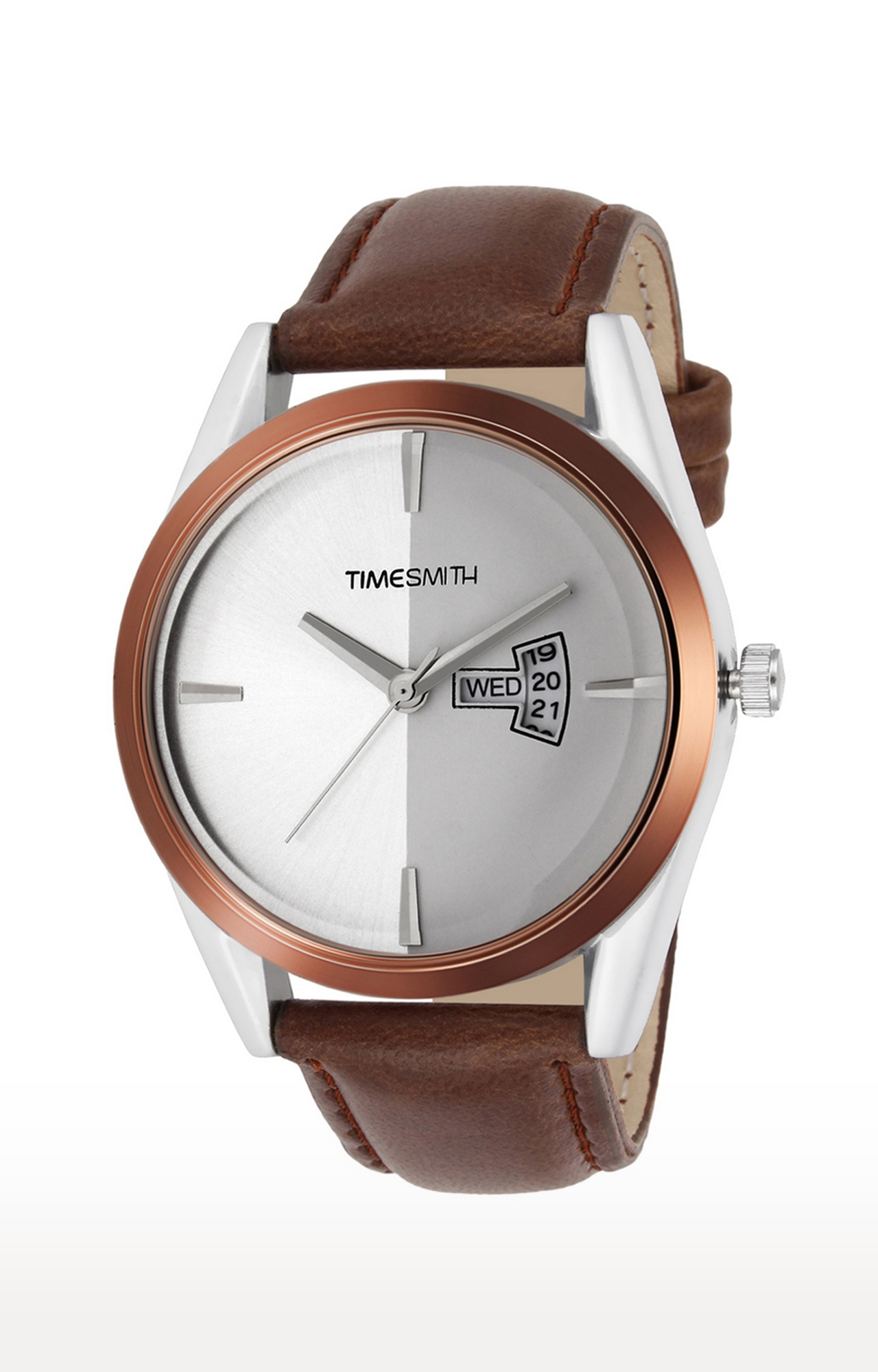 Timesmith | Timesmith White Dial Brown Leather Strap Genuine Watch TSC-015mtn 0