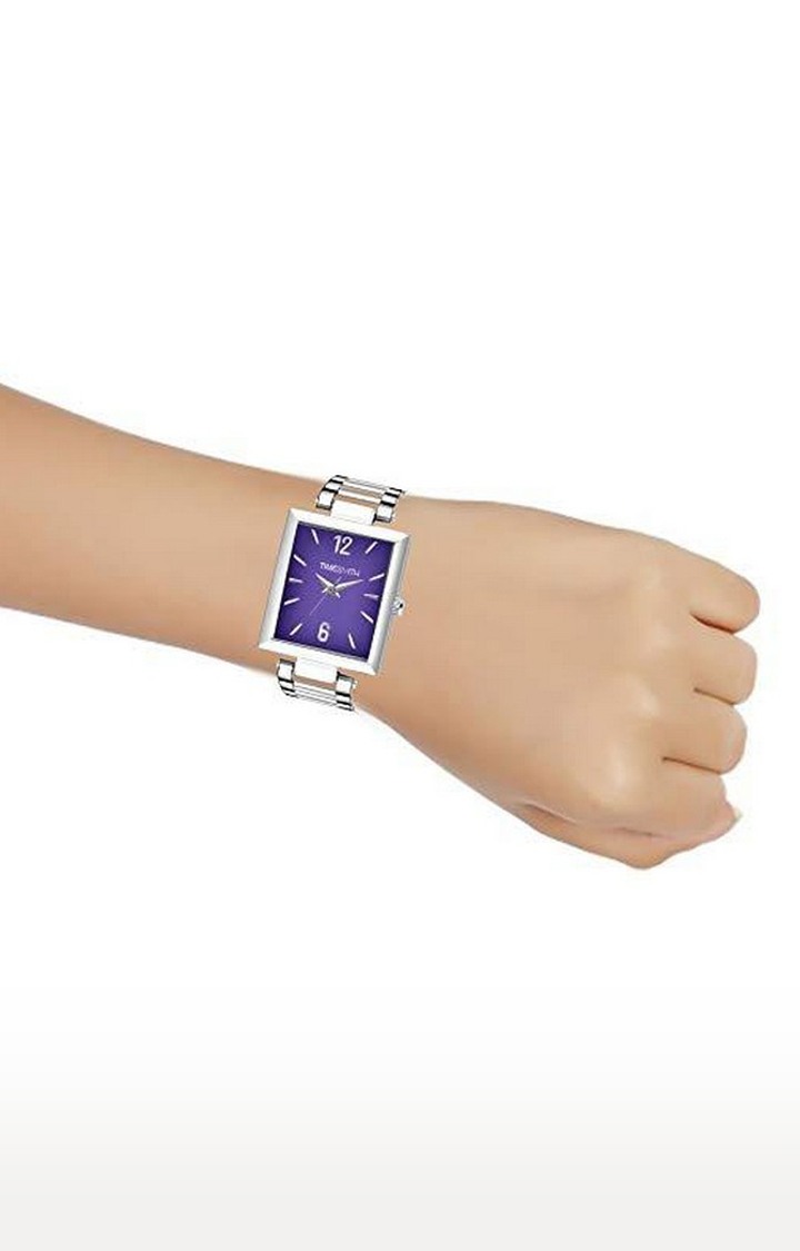 Timesmith Silver Stainless Steel Purple Dial Watch TSC-132 For Men