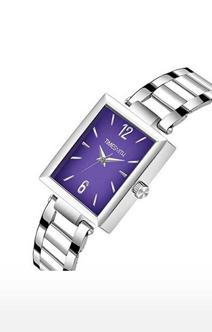 Timesmith Silver Stainless Steel Purple Dial Watch TSC-132 For Men
