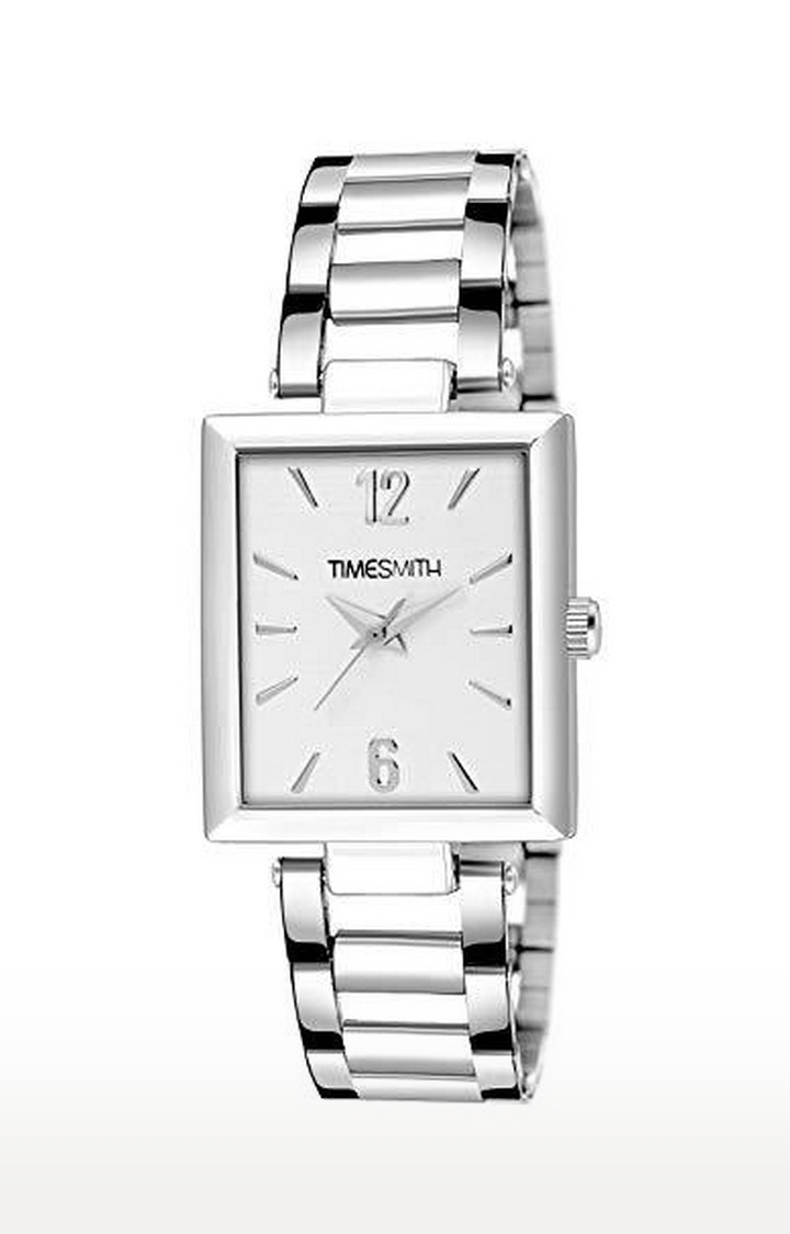 Timesmith | Timesmith Silver Stainless Steel White Dial Watch with Free Sunglasses TSC-135-wmg-002 For Men 1