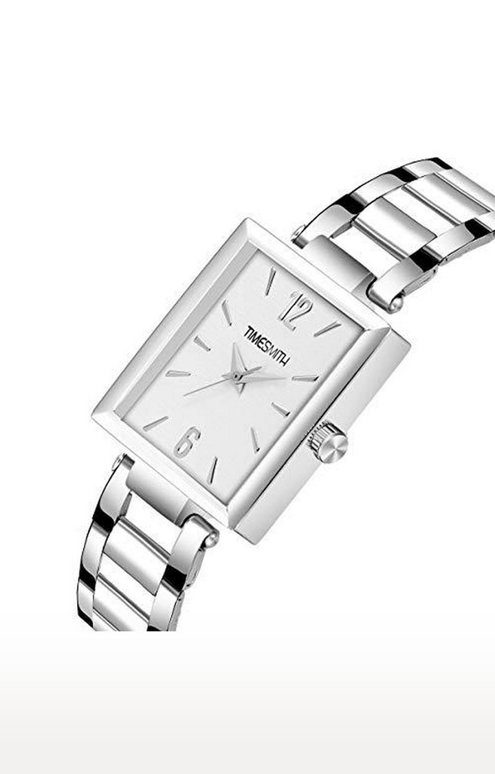 Timesmith | Timesmith Silver Stainless Steel White Dial Watch with Free Sunglasses TSC-135-wmg-002 For Men 5
