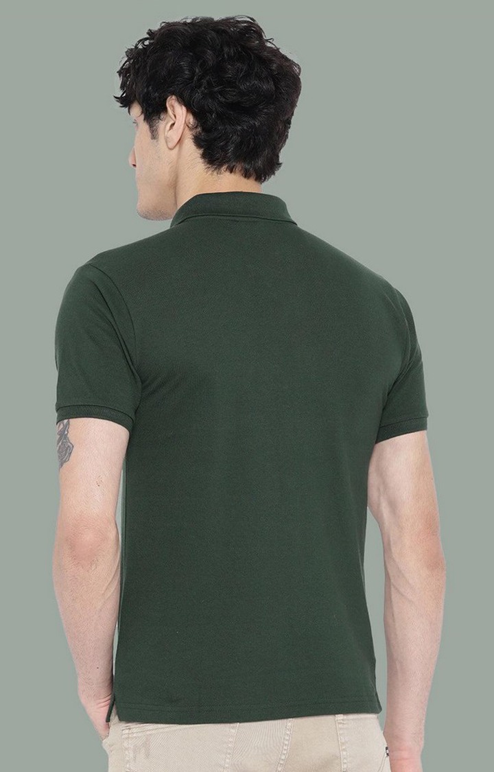Men's Green Solid Polycotton Polo T-Shirt