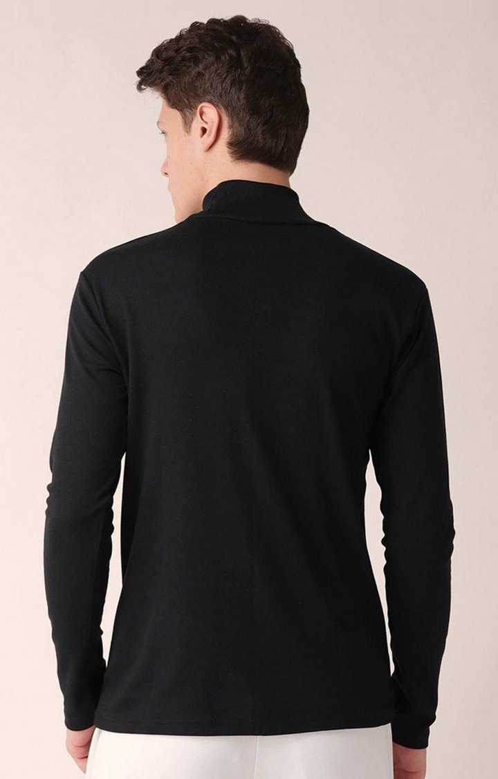 Men's Black Solid Polycotton Regular T-Shirt