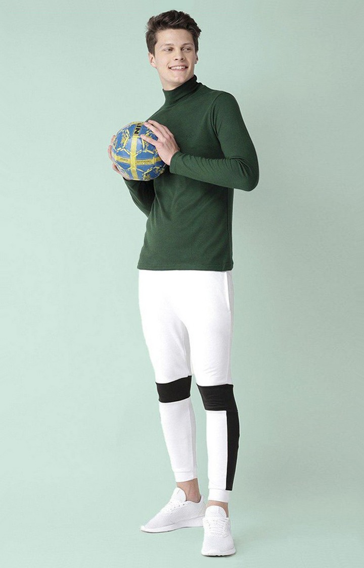 Men's Dark Green Solid Polycotton Regular T-Shirt
