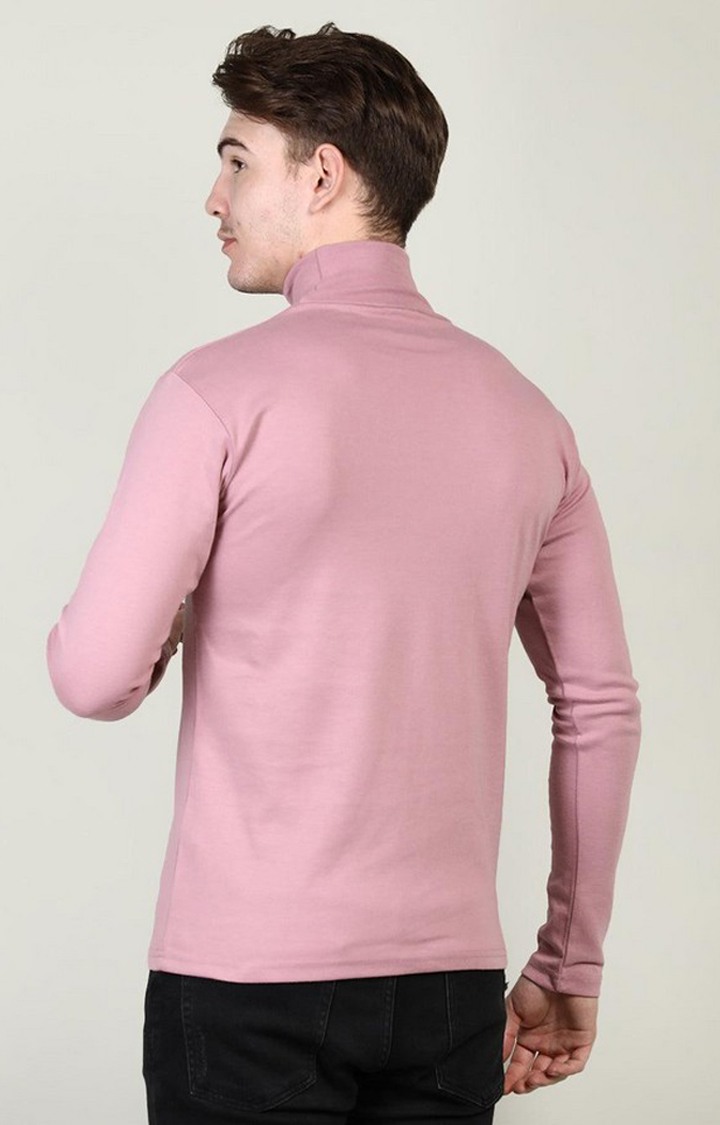 Men's Pink Solid Polycotton Regular T-Shirt