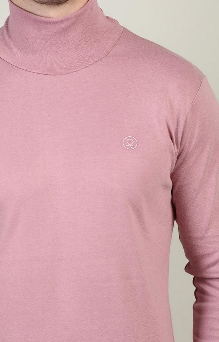 Men's Pink Solid Polycotton Regular T-Shirt
