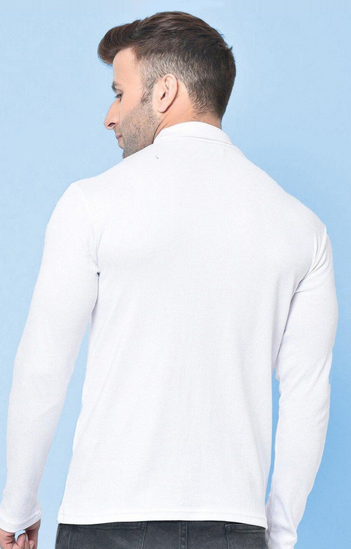 Men's White Solid Polycotton Regular T-Shirt