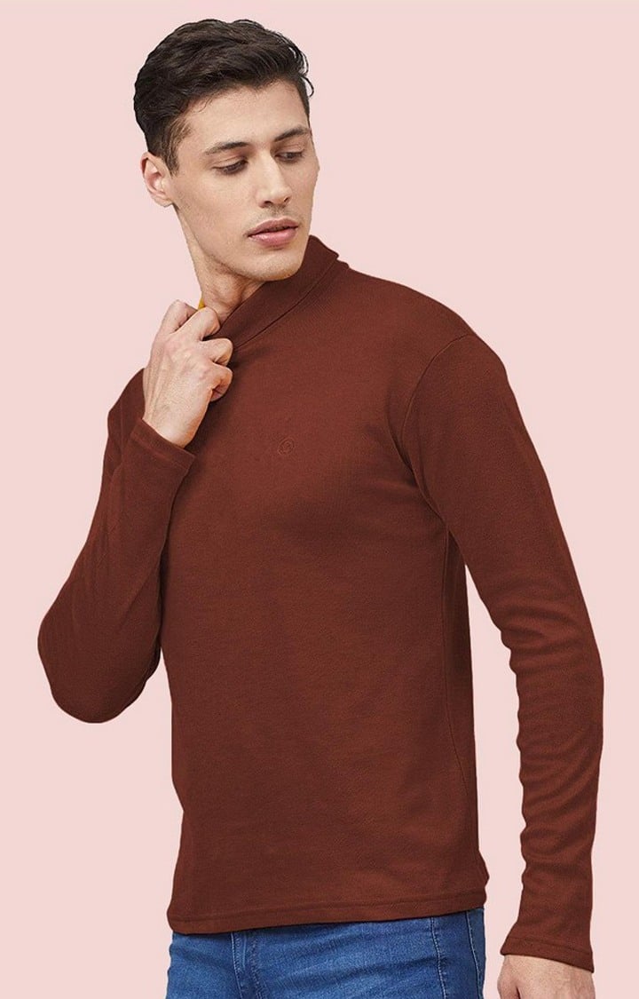 Men's Red Solid Polycotton Regular T-Shirt