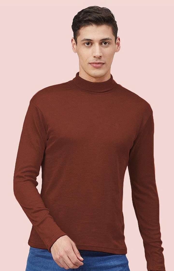 CHKOKKO | Men's Red Solid Polycotton Regular T-Shirt