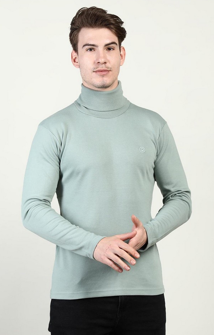 Men's Green Solid Polycotton Regular T-Shirt
