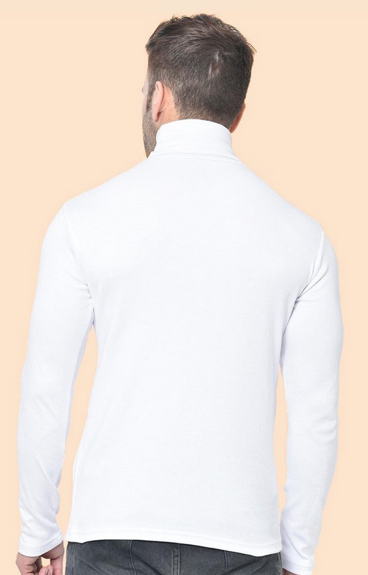 Men's White Solid Polycotton Regular T-Shirt