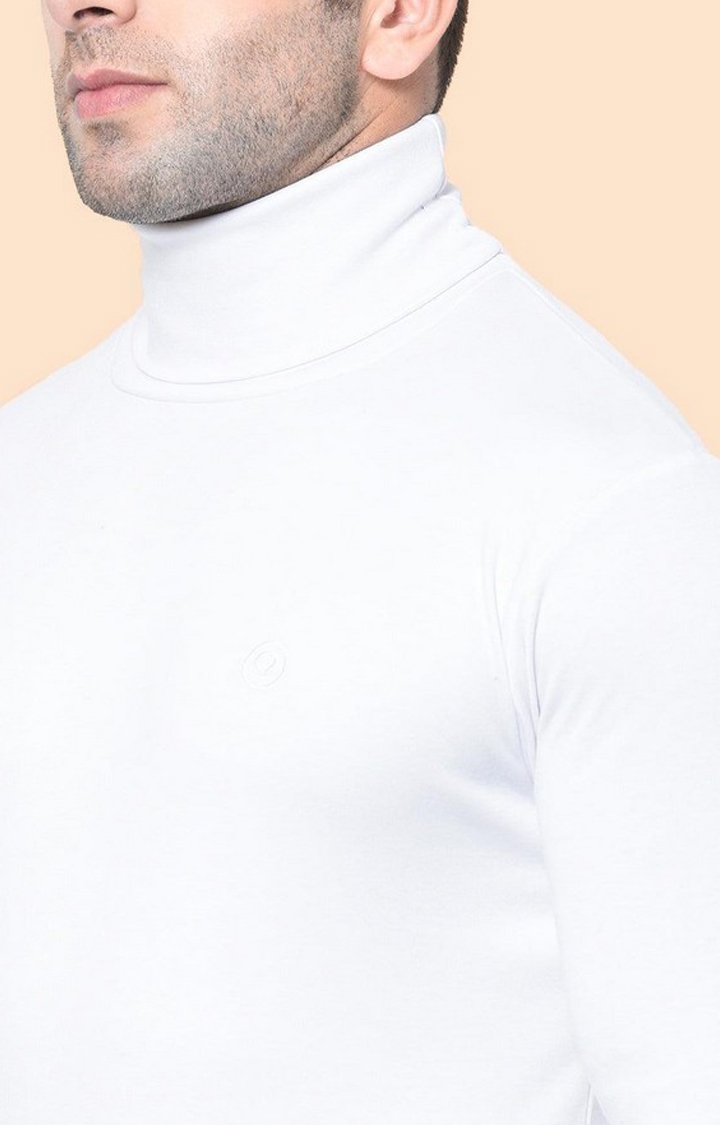 Men's White Solid Polycotton Regular T-Shirt