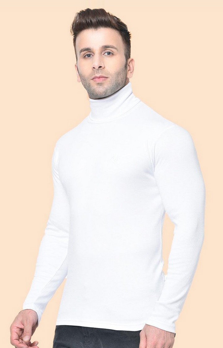 Men's White Solid Polycotton Regular T-Shirt