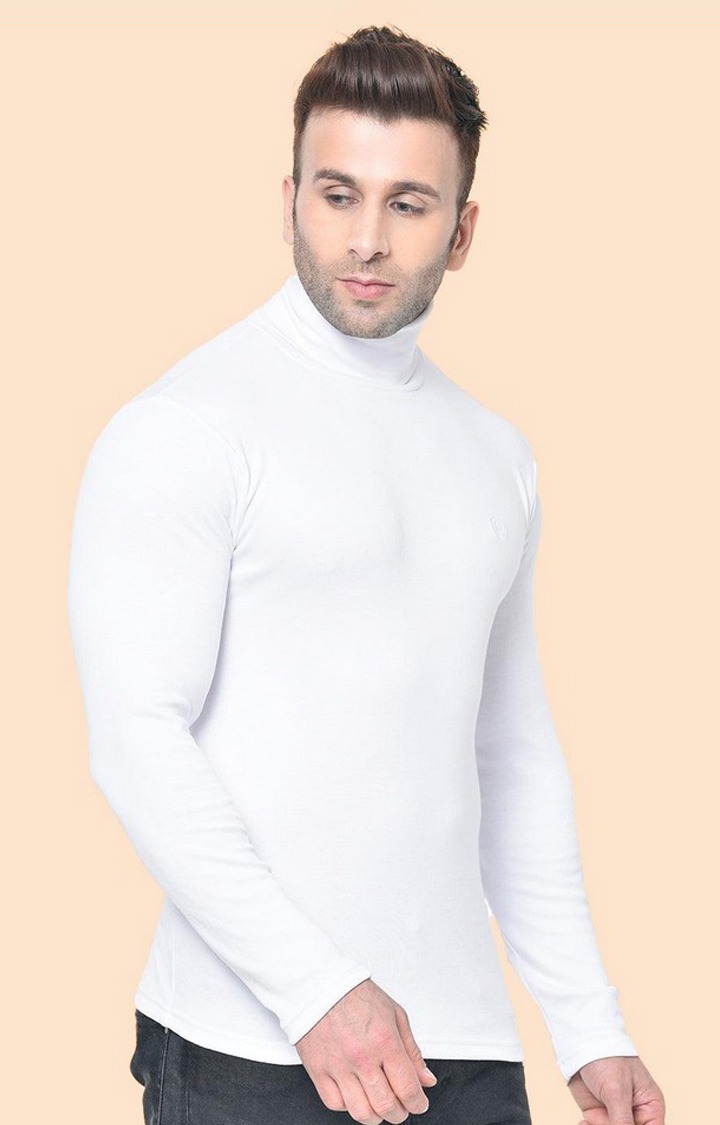 Men's White Solid Polycotton Regular T-Shirt