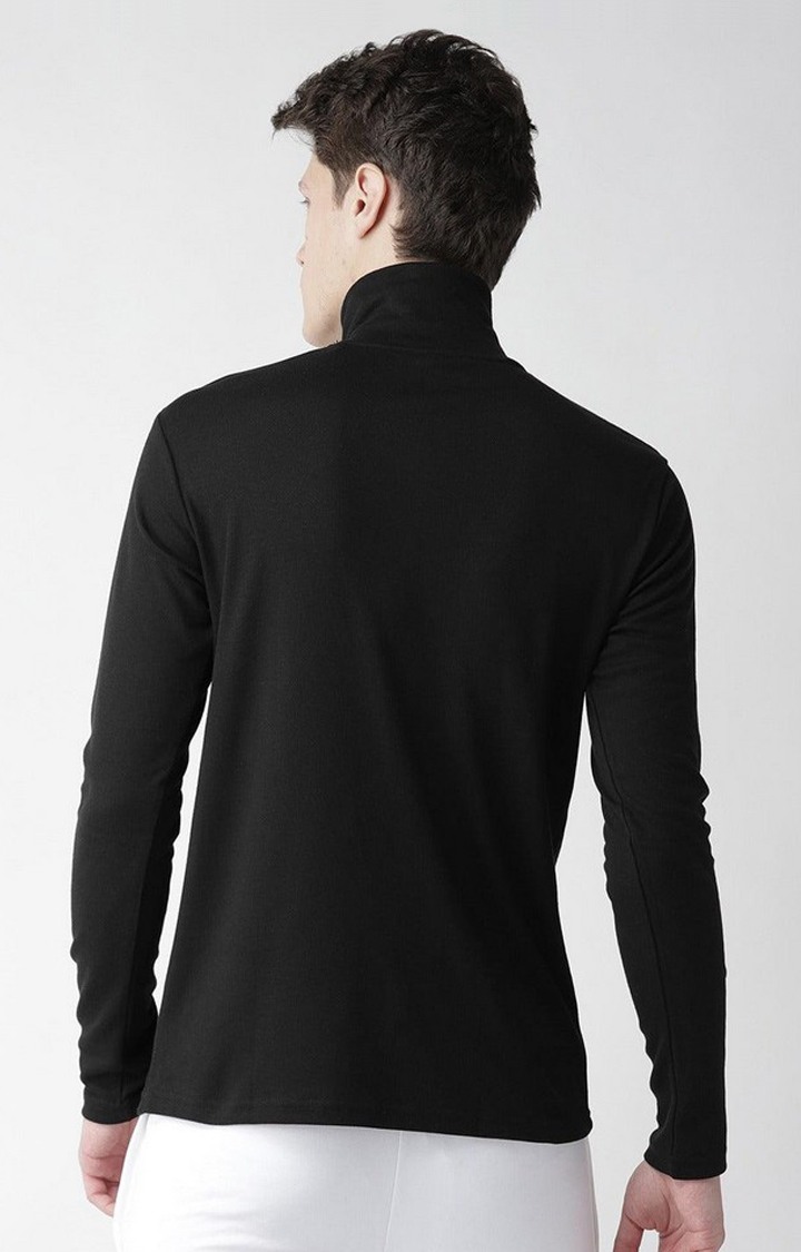 Men's Black Solid Polycotton Regular T-Shirt