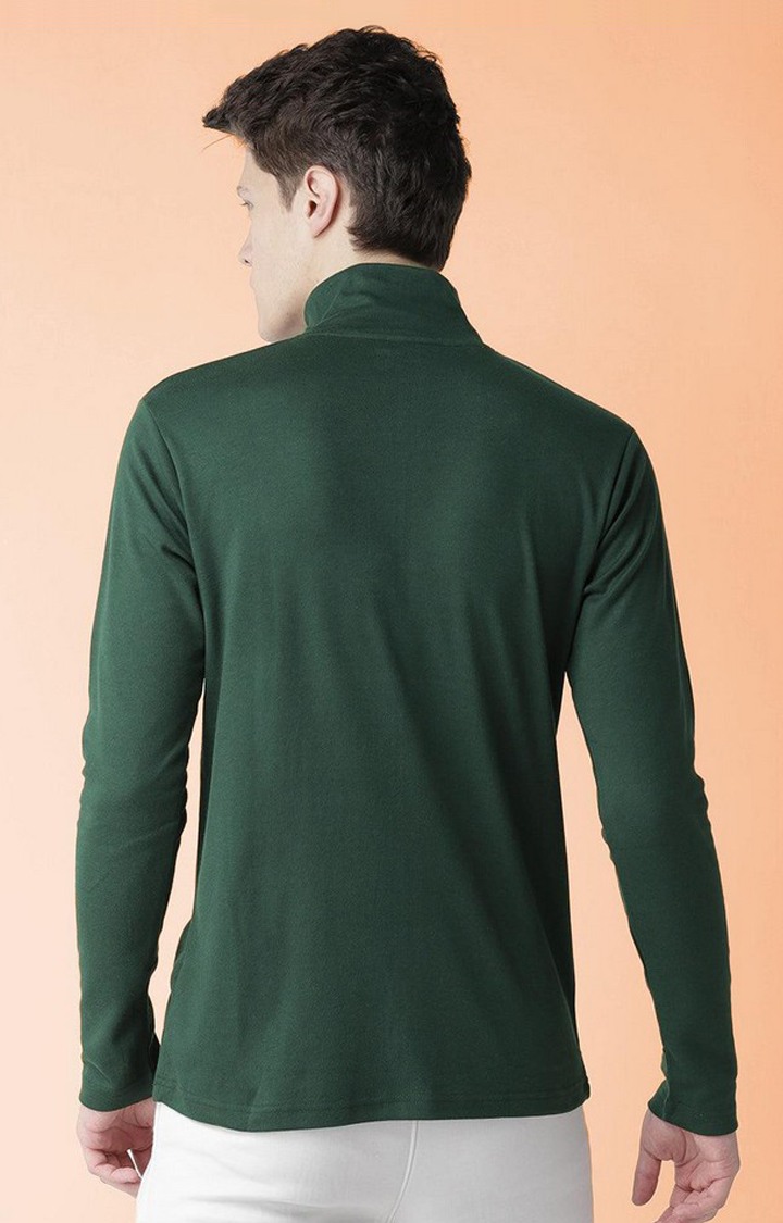 Men's Green Solid Polycotton Regular T-Shirt