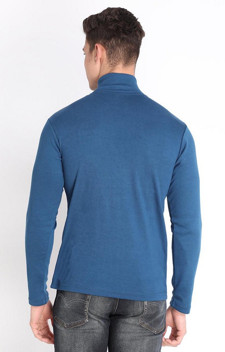 Men's Blue Solid Polycotton Regular T-Shirt