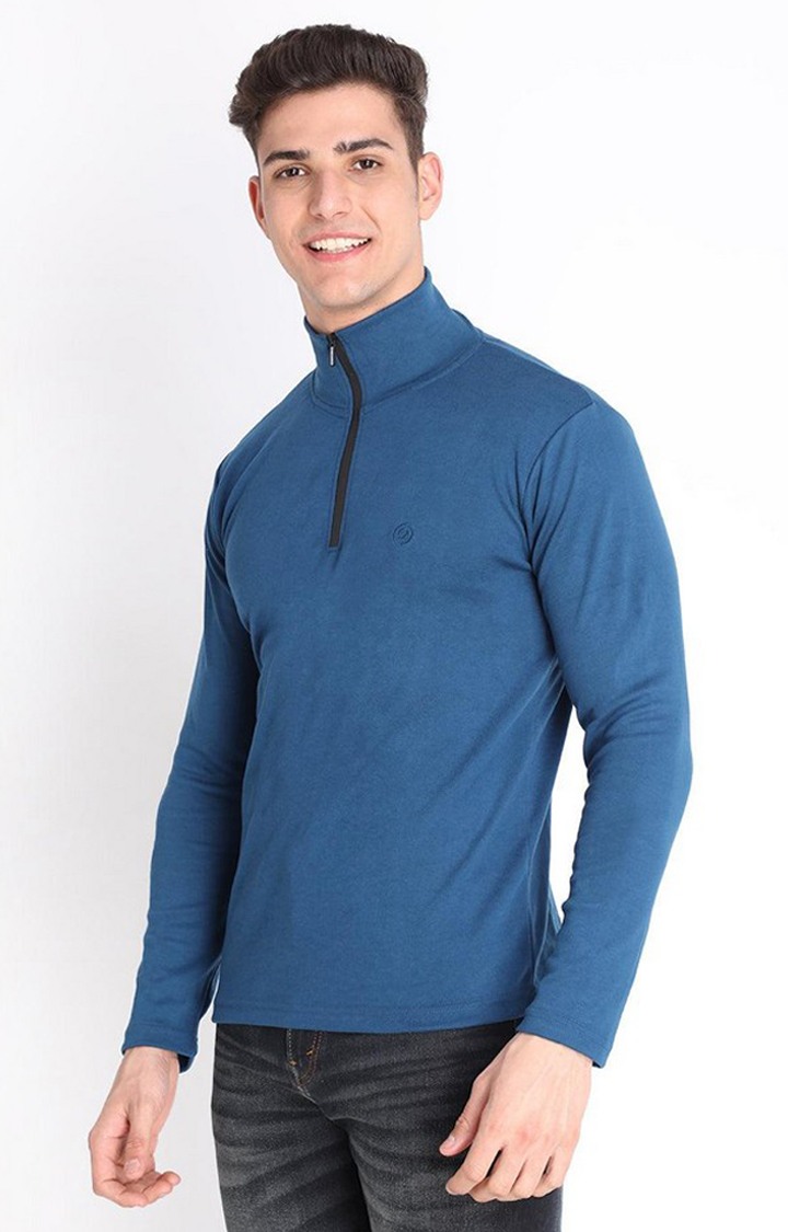 Men's Blue Solid Polycotton Regular T-Shirt