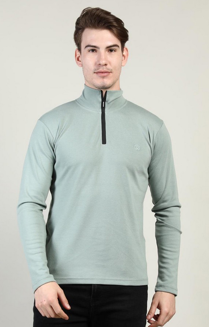CHKOKKO | Men's Green Solid Polycotton Regular T-Shirt