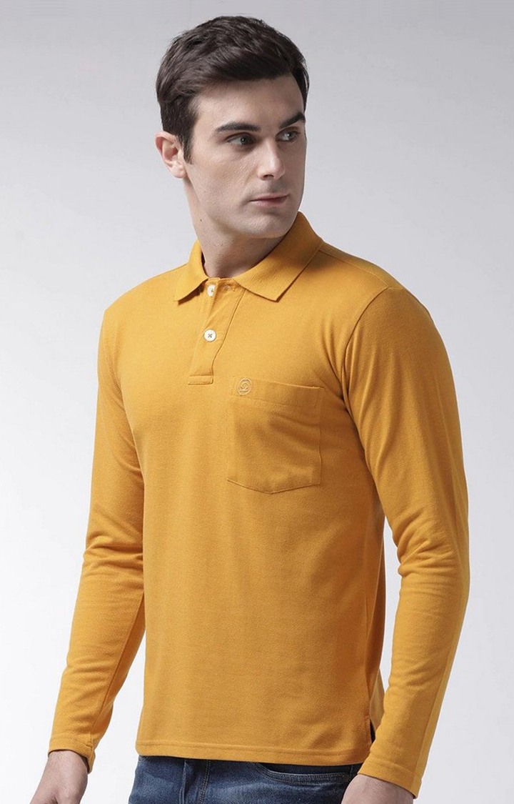 Men's Yellow Solid Polycotton Polo T-Shirt