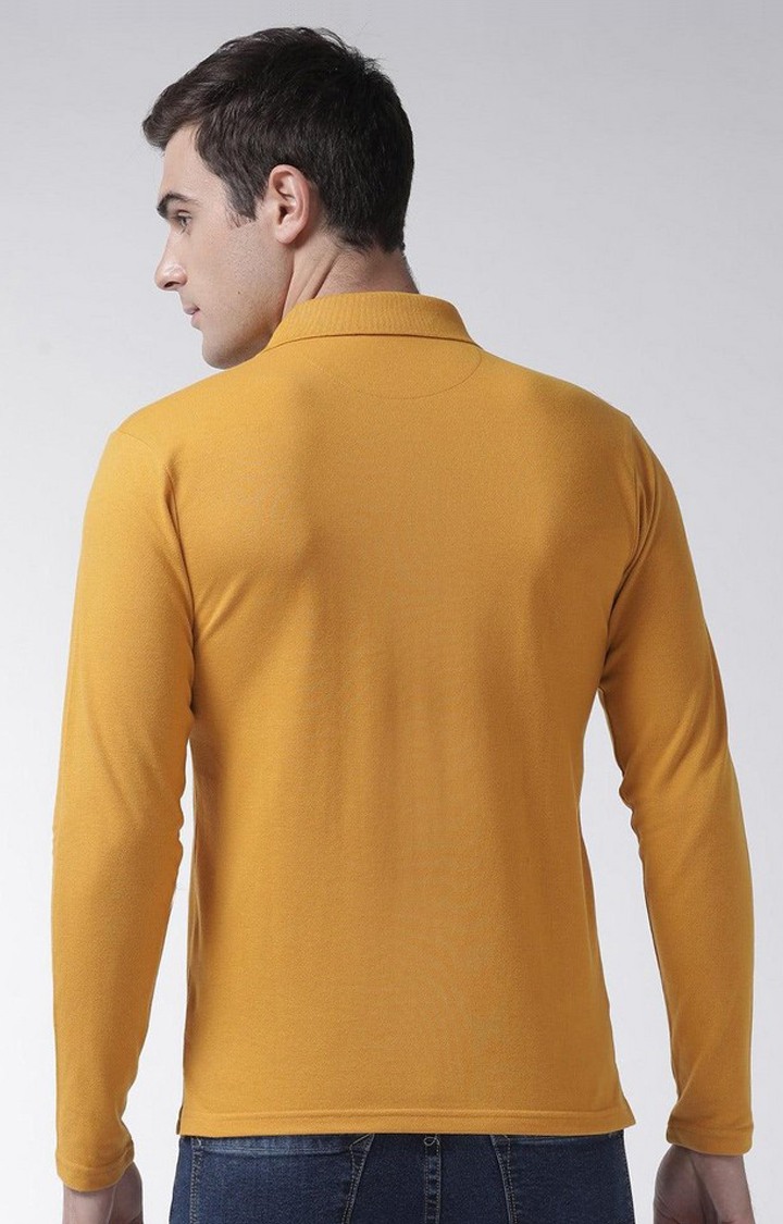 Men's Yellow Solid Polycotton Polo T-Shirt