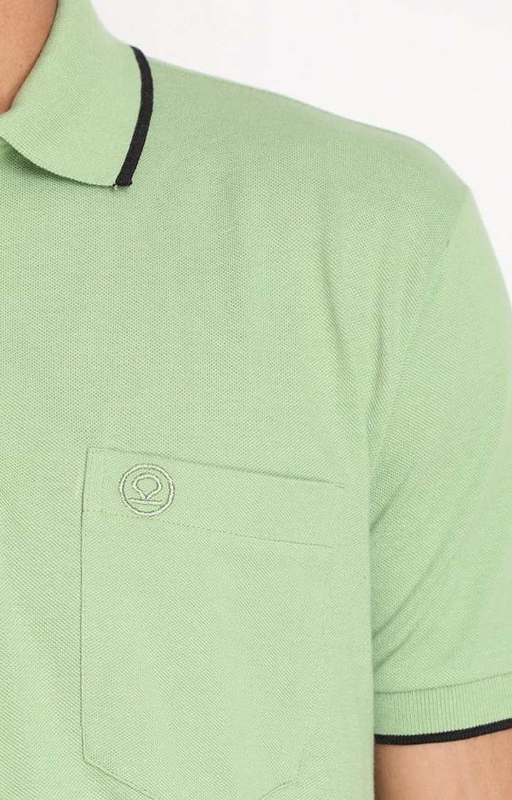 Men's Green Solid Polycotton Polo T-Shirt