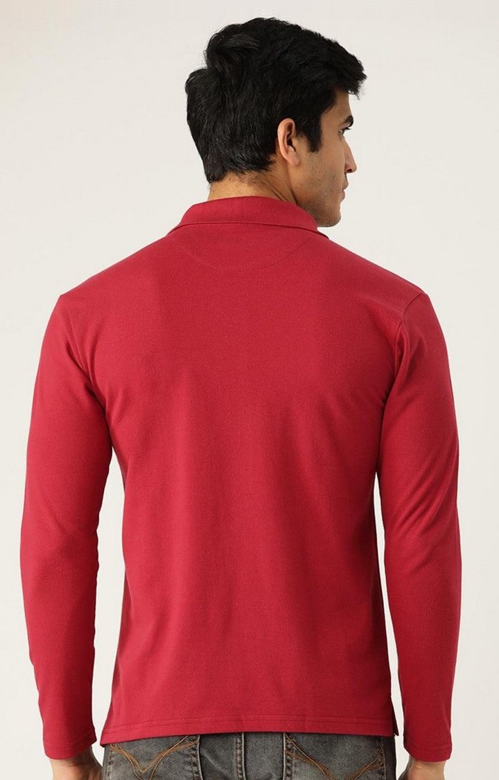 Men's Red Solid Polycotton Polo T-Shirt